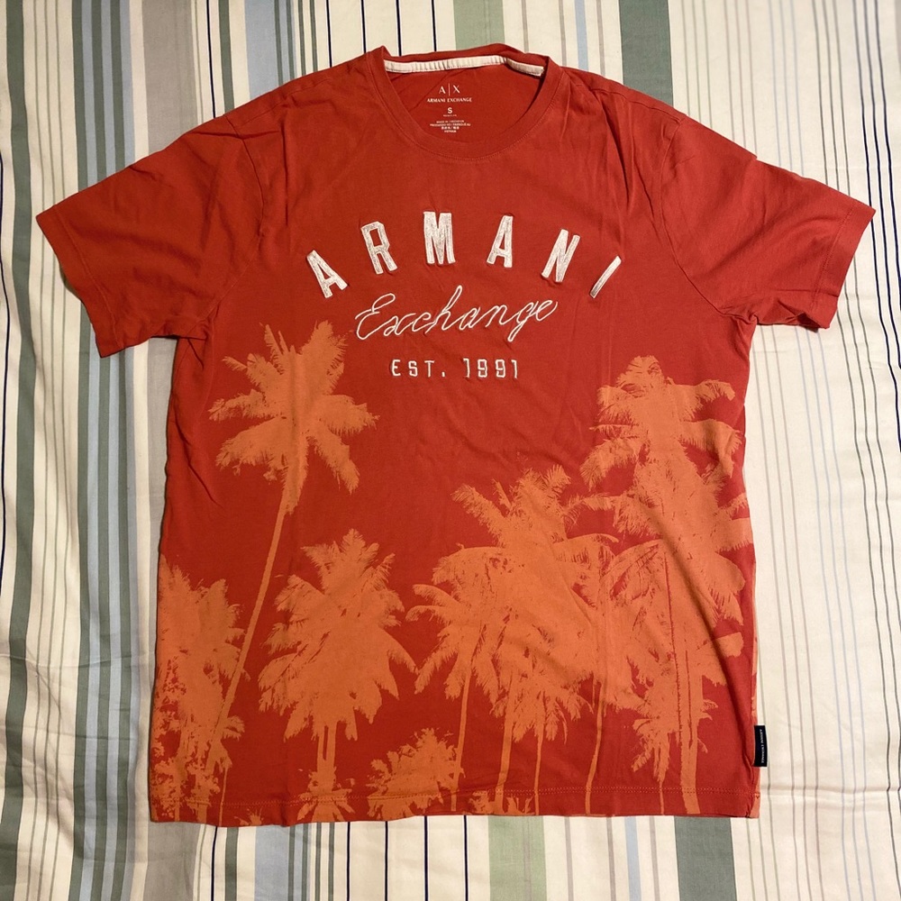 Red Armani Exchange Palm Tree Tee